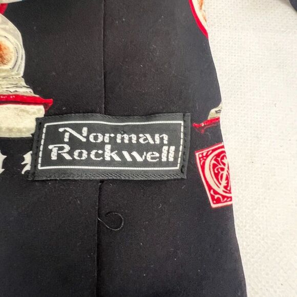 1993 Norman Rockwell The Saturday Evening Post Silk Navy Blue Santa Tie - Picture 3 of 5